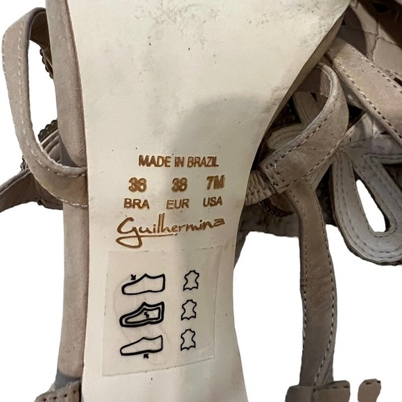 Guilhermina Anthropologie sandals heels Gold Beaded Taupe Suede Slingback Size 7 - Picture 11 of 11